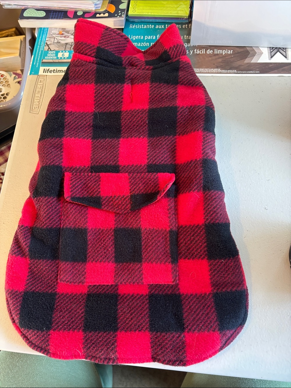 NWOT Scenereal Reversible Dog Winter Jacket Red Buffalo Plaid & Red Puffer Vest